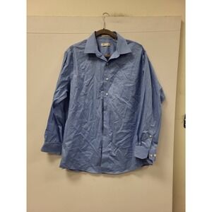 Kenneth Cole New York Mens Dress Shirt 32/33 Slim Fit Stretch Non Iron Blue‎
